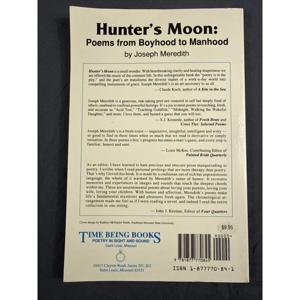 Hunter's Moon : Poems from Boyhood to Manhood by Joseph Meredith (1993, 1st Ed)